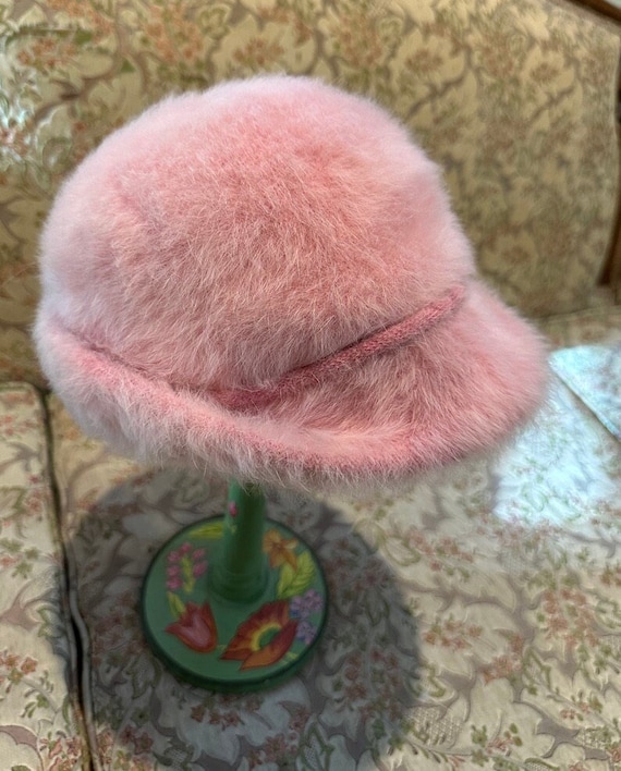 Pink Angora Cloche Hat By Betmar - a Vtg. 1960s Be