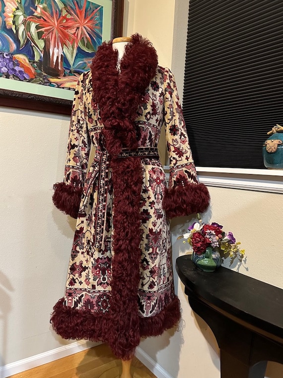 Mongolian Lamb Fur & Tapestry Russian Princess Co… - image 10