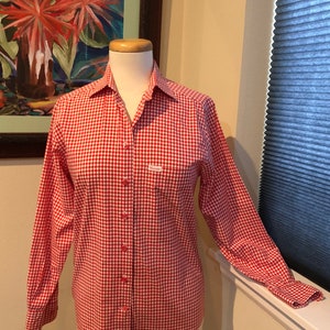 Einzigartiges Französisches Rot-Weiß Gingham Hemd -Passend für XS- S