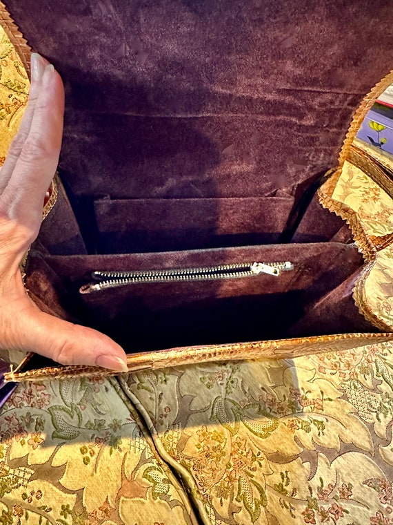 Vintage Real Snakeskin Crossbody Handbag in Caram… - image 6