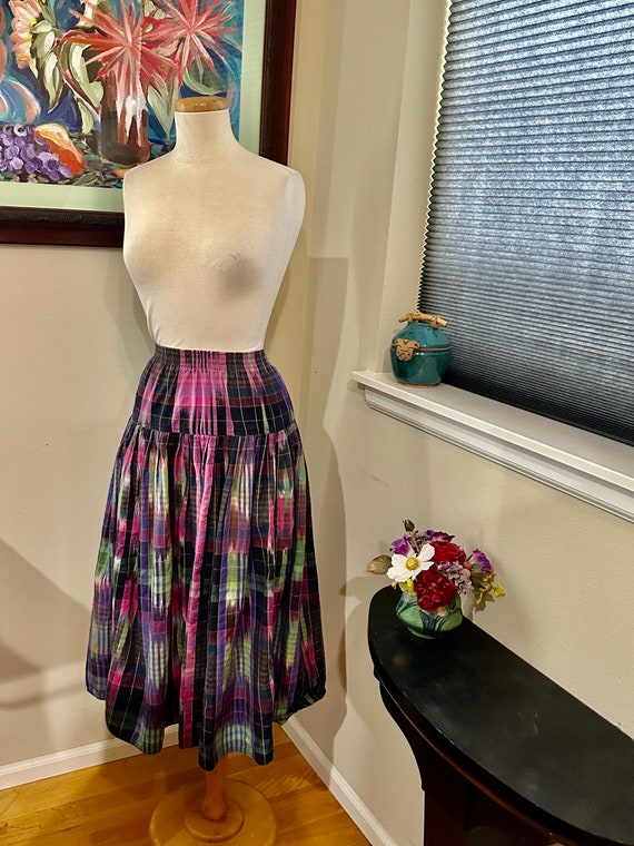 Versatile Madras Plaid Midi Skirt or Short Dress -