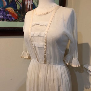 1905 Silk Tulle & Lace Dress -Wedding -   Antique Edwardian Beauty  - XS/ S