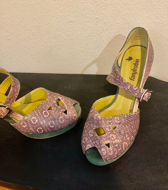 Farylrobin 1940s Style Platform Open Toe Pumps in… - image 3