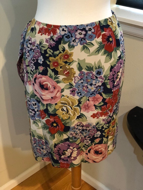 Anne Klein Silk Sarong Skirt in Beautiful Floral … - image 3