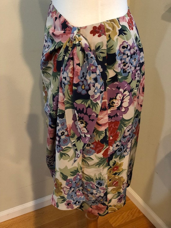 Anne Klein Silk Sarong Skirt in Beautiful Floral … - image 2