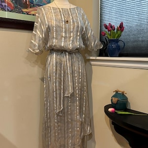diaphanous silver dress The Sei Strappy Diaphanous Gown in Smog