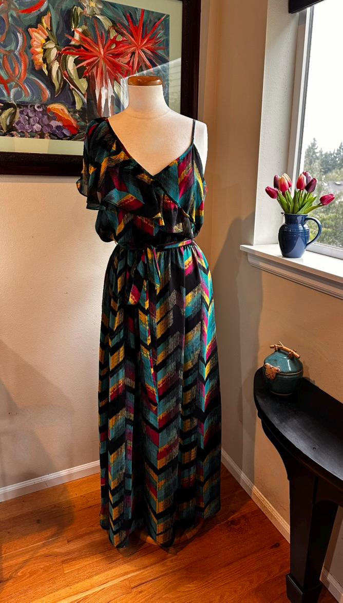 sachin and babi light blue dress Rainbow Chiffon Gown