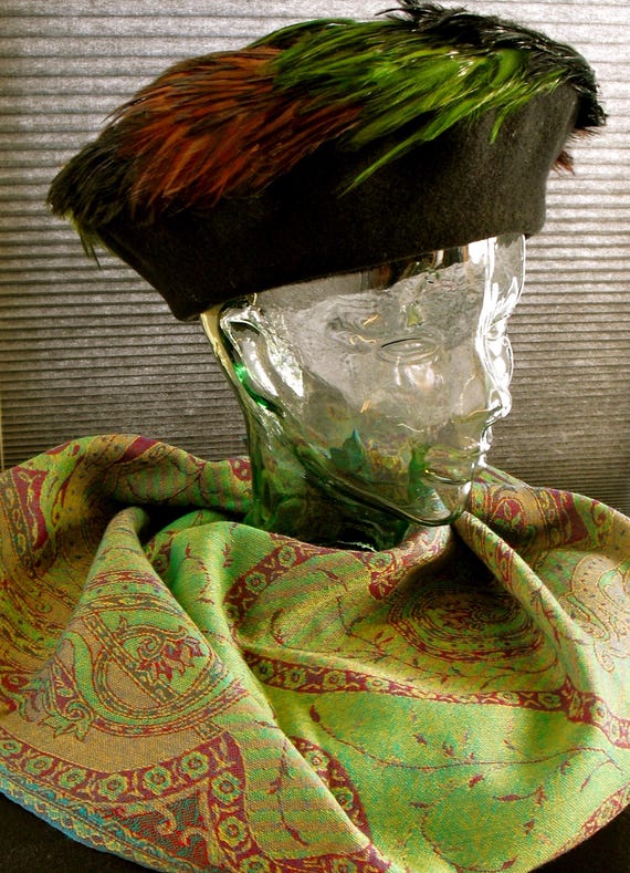 Important Hats By Mindy Fradkin Feather Beret by Couture Hat Designer Mindy Fradkin of  main image 3