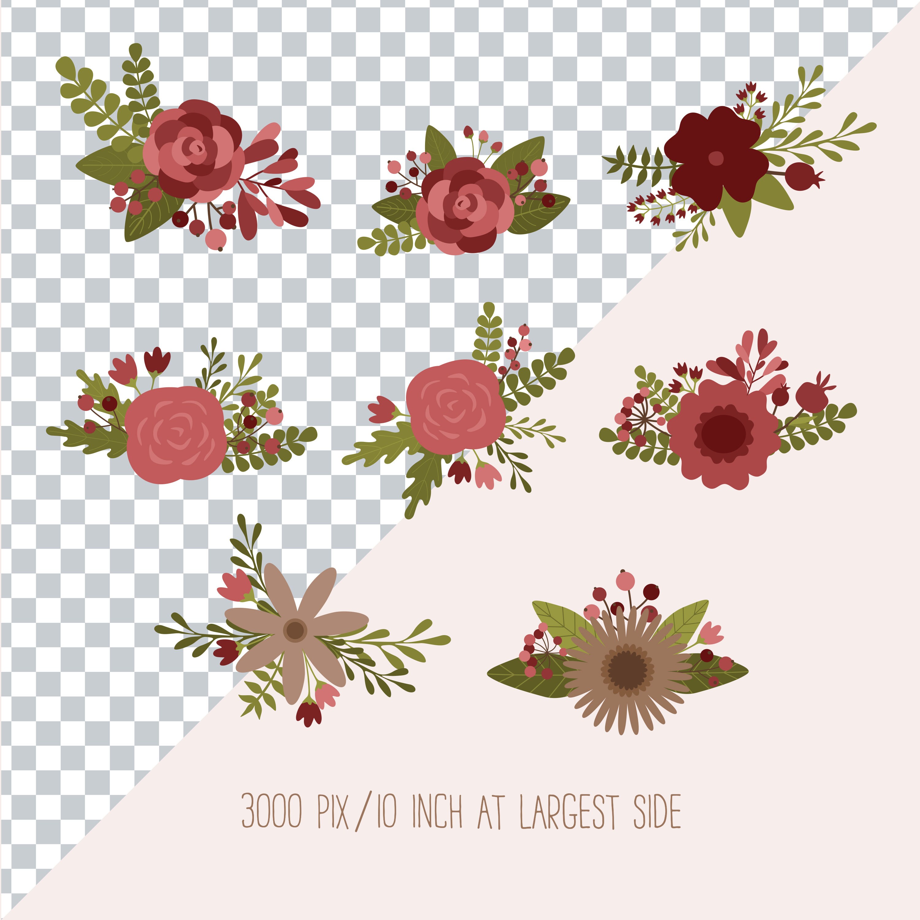 Floral Banner Clipart Collection. Flower Bouquet Clip Art. PNG - Etsy