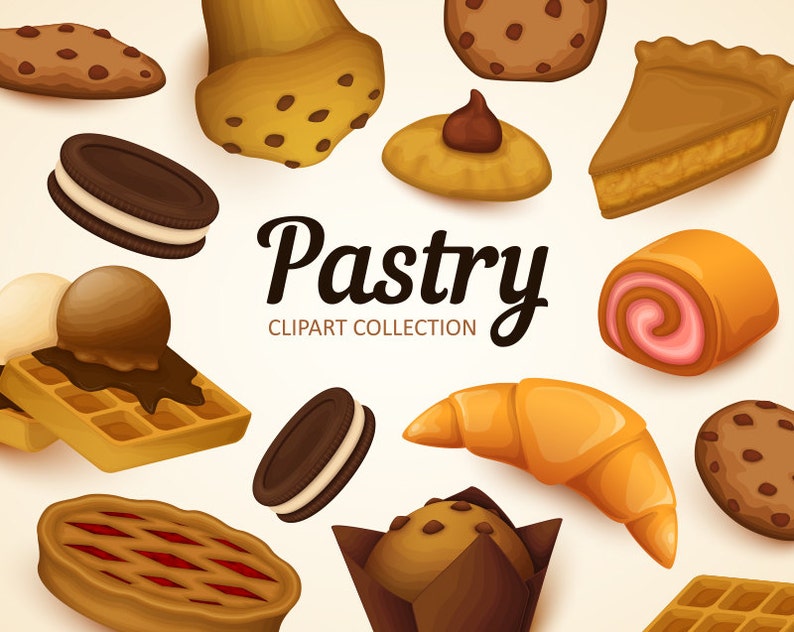 Bakery Clipart Pastry Clip Art Collection Vector Art Etsy
