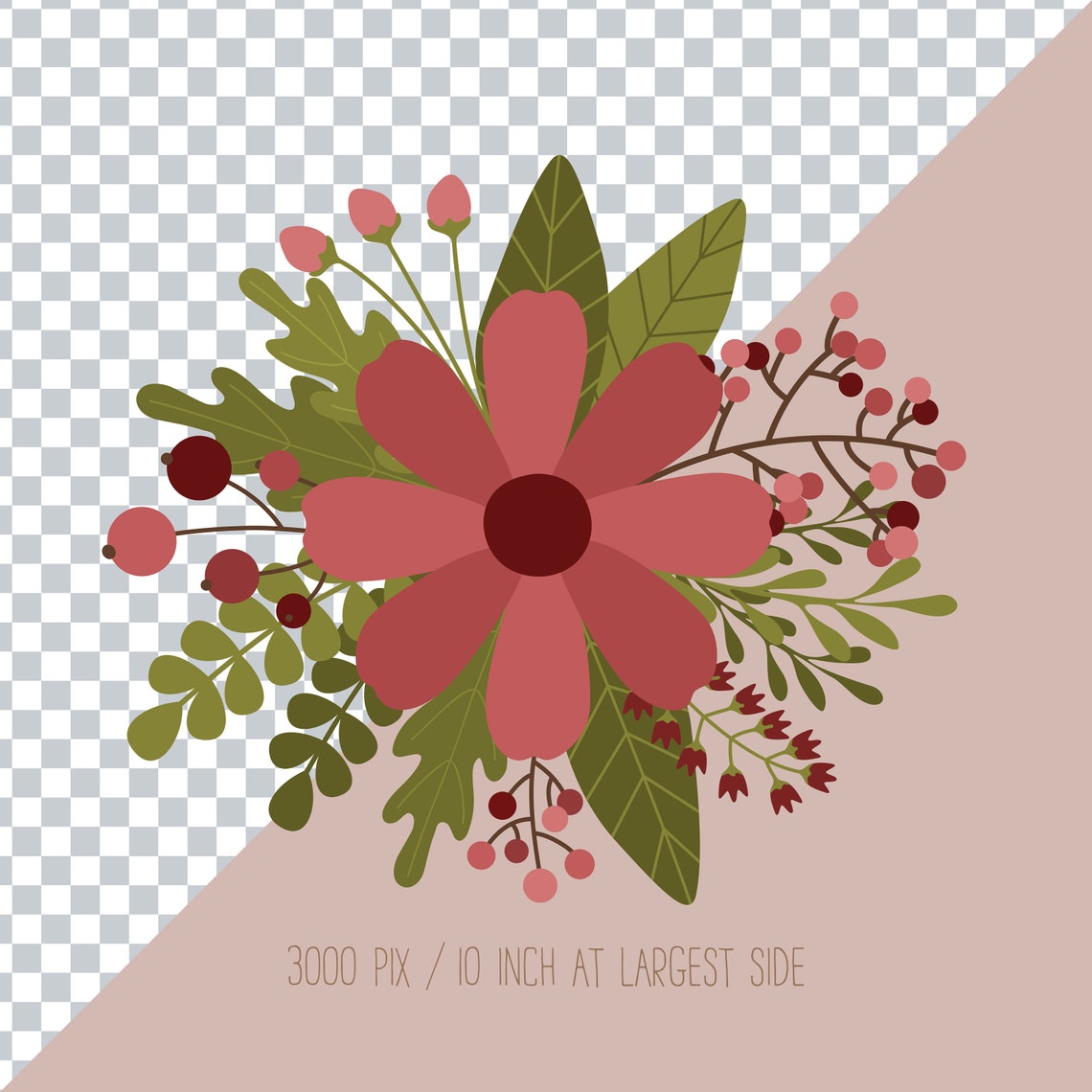 Floral Bouquet Clipart. Abstract Flower Arrangement Clip Art. - Etsy