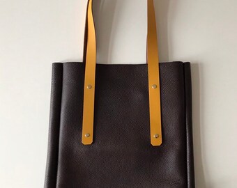 shopper ‚Mona‘ leather brown mustard tote ledershopper ledertasche