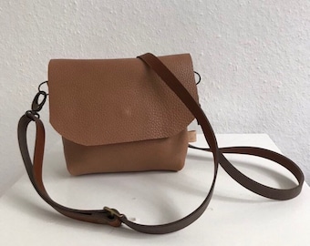 crossbody bag 'Lisa' leather cognac shoulderbag umhängetasche ledertasche