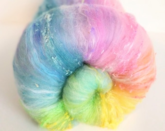Pastel Batt, Art Batt, Art Yarn,  Rainbow Batt,  Merino Batt,  Spinning Fiber,  Felting Wool,  Spinning Art Batt,  Weaving,  Hand Dyed Wool