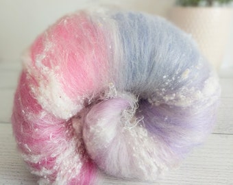 Gradient Merino Wool Art Batt: Silk, Noil & Viscose Fiber (2.2 oz)