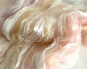 Merino Wool Art Batt: Silk, Angelina, Rose Fibers - 2.4 oz