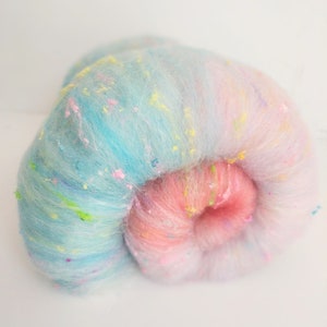 Birthday Cake Merino Wool Batt: Pastel Art Yarn, 2.3 oz
