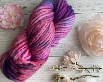 Purple Anemone Bulky Merino Yarn ,  Super Bulky Yarn,  Merino Wool,  Soft Yarn, Chunky Knitting Yarn, Hand Dyed Yarn, Fast Knitting yarn
