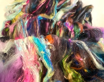 Silk Merino Art Batt: Gradient Spinning Fibers, Felting Wool (3.0 oz)