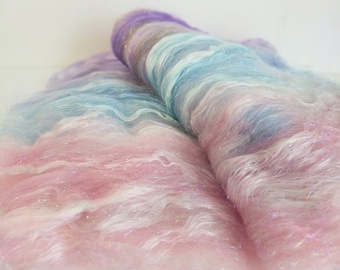 Gemstone Art Batt: Merino, Silk, Angelina Fibers for Spinning & Felting