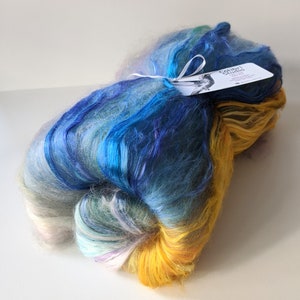 2.6oz Hand Dyed Merino Silk Art Batt: Ocean Colors, Felting Fibers