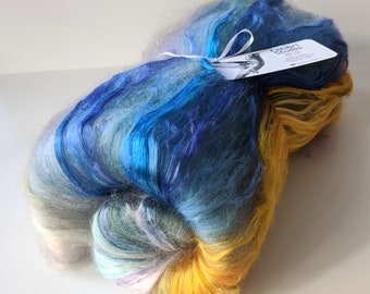 2.6oz Merino and Silk Batt,  Spinning Fibers,  Felting with  Merino,  Soft Colorful Wool,  Hand dyed Fibers,  Art Batt,  Multicolor Batt