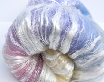 Pastel Merino Silk Fiber Batt: Hand-Dyed Spinning & Felting Wool (2.3 oz)