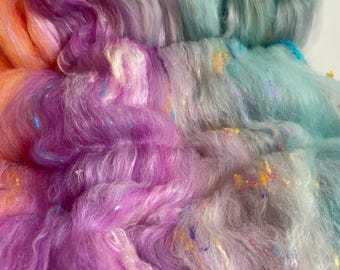 Friday Batt #3 Merino Wool Batt: Colorful Spinning & Weaving Fiber (2.5oz)