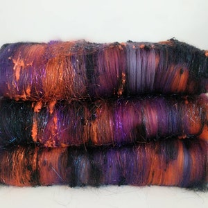 Hand Dyed Merino Art Batt: Silk, Angelina Fiber, 2.6oz