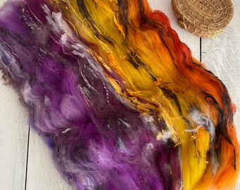 Fall Colors Merino Art Batt: Sari Silk, Angelina Fiber (3.3 oz)