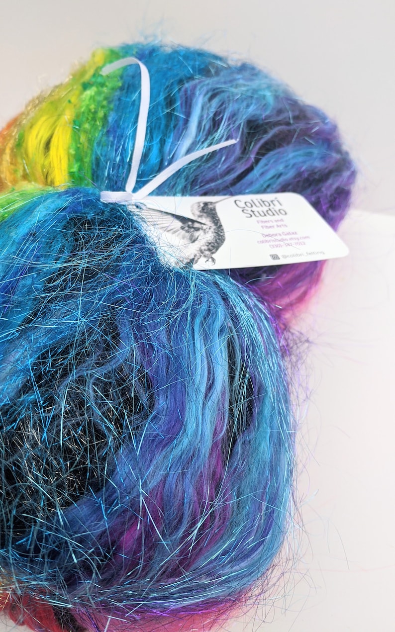 Multicolor Batt Art Batt Felting with Merino Silk Noil Spinning Fibers Hand dyed Fibers Colorful Wool 2.6 oz Merino Silk Batt