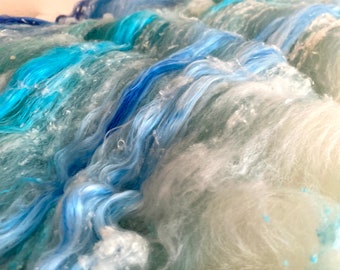 Ocean Art Batt: Merino Wool, Silk, Angelina Fibers (2.3 oz)
