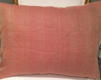 Rogers & Goffigon red herringbone 14x20 pillow with velvet back and stuffer