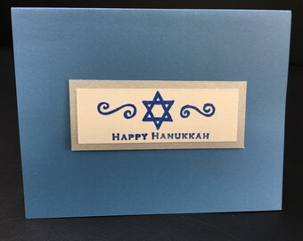 Hanukkah Holiday Card - Handmade Stamped Embossed - Unique!