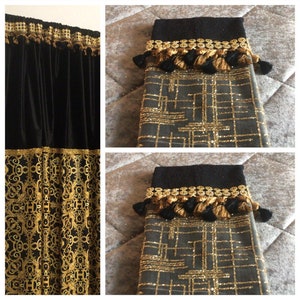 SALE shower curtain#black and #gold #baroque#blackvelvet#showerliner#customsize#tassels#matching#handtowels #extracost
