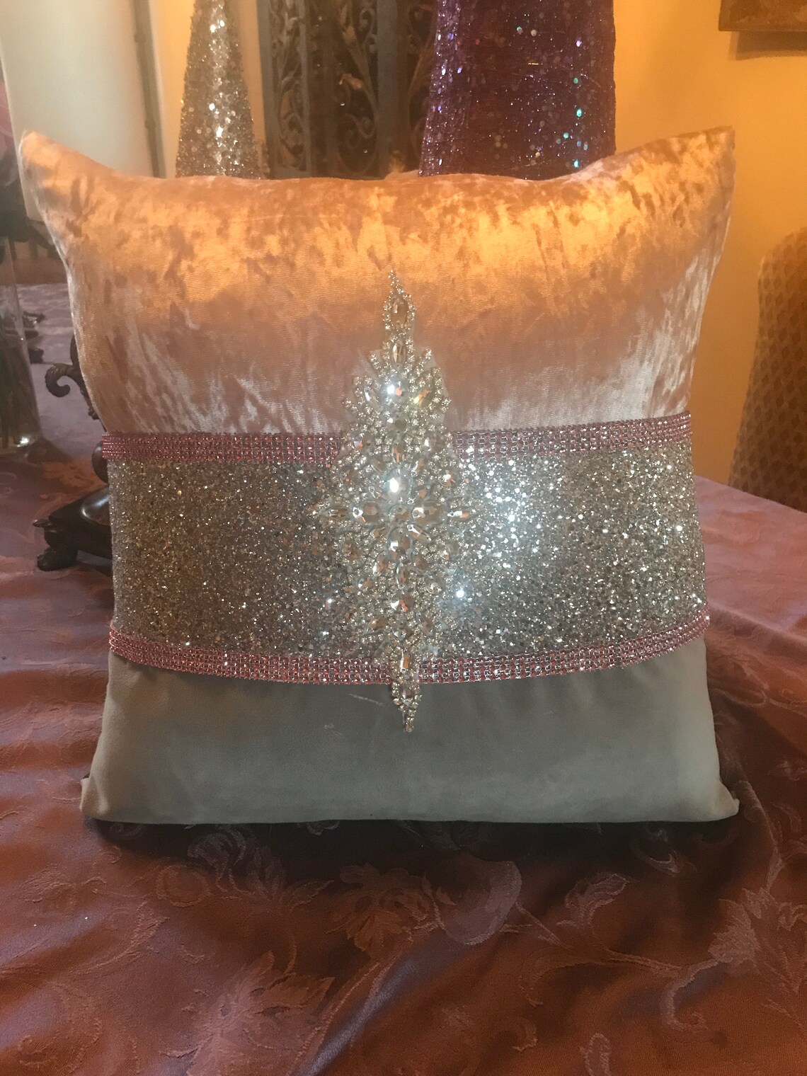 SET 3custom velvet pillow Stuffed With Poly Etsy