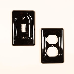 Vintage-Style Ceramic Retro Black Light Switch Plates & Outlet Covers - Art Deco, Modern Home Decor