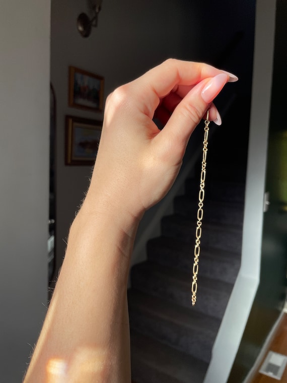 Vintage 14K Gold 'Paperclip' Chain Style Bracelet 