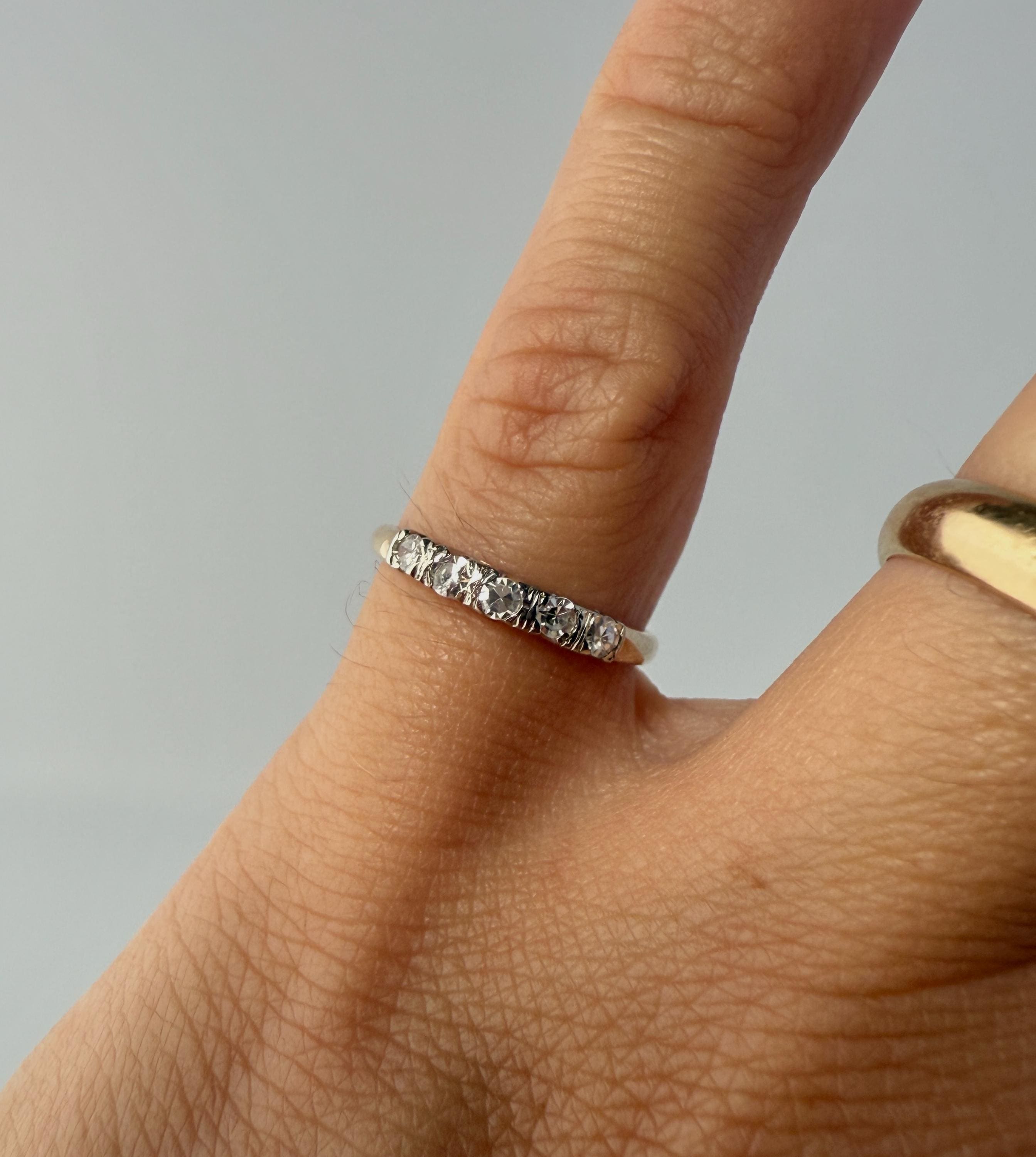 1960s Two-Tone Diamond Ring: 14K Yellow & White Gold, Size 4.75