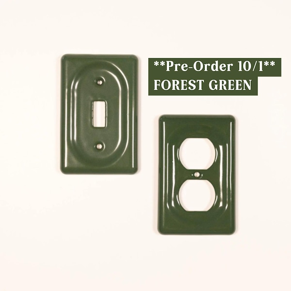 PREVENTA: Placas de interruptores de luz y tapas de enchufes de cerámica estilo vintage en color verde bosque
