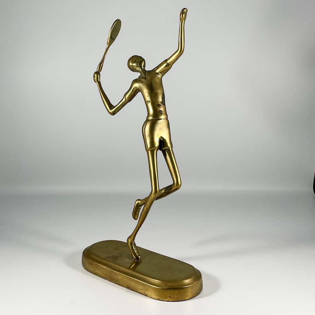 Vintage Brass Tennis Player Statue / Gift for Tennis Lover / Mid ...
