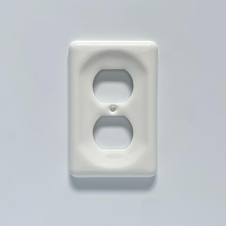Ceramic White Duplex Switch Plate / Outlet Cover 5.5" H x 4" W