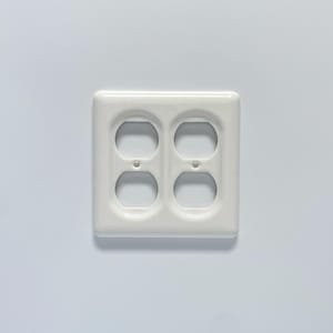 Ceramic White Double Duplex Switch Plate / Outlet Cover 5.5" H x 5.5" W