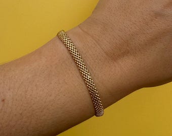 Pulsera vintage de plata de ley 925 con eslabones de 6,5" en tono dorado, años 90