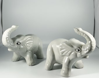 Juego de 2 sujetalibros de porcelana con forma de elefante