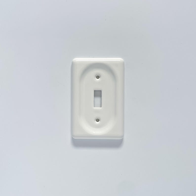 Ceramic White Toggle Switch Plate / Outlet Cover 5.5" H x 3.75 W