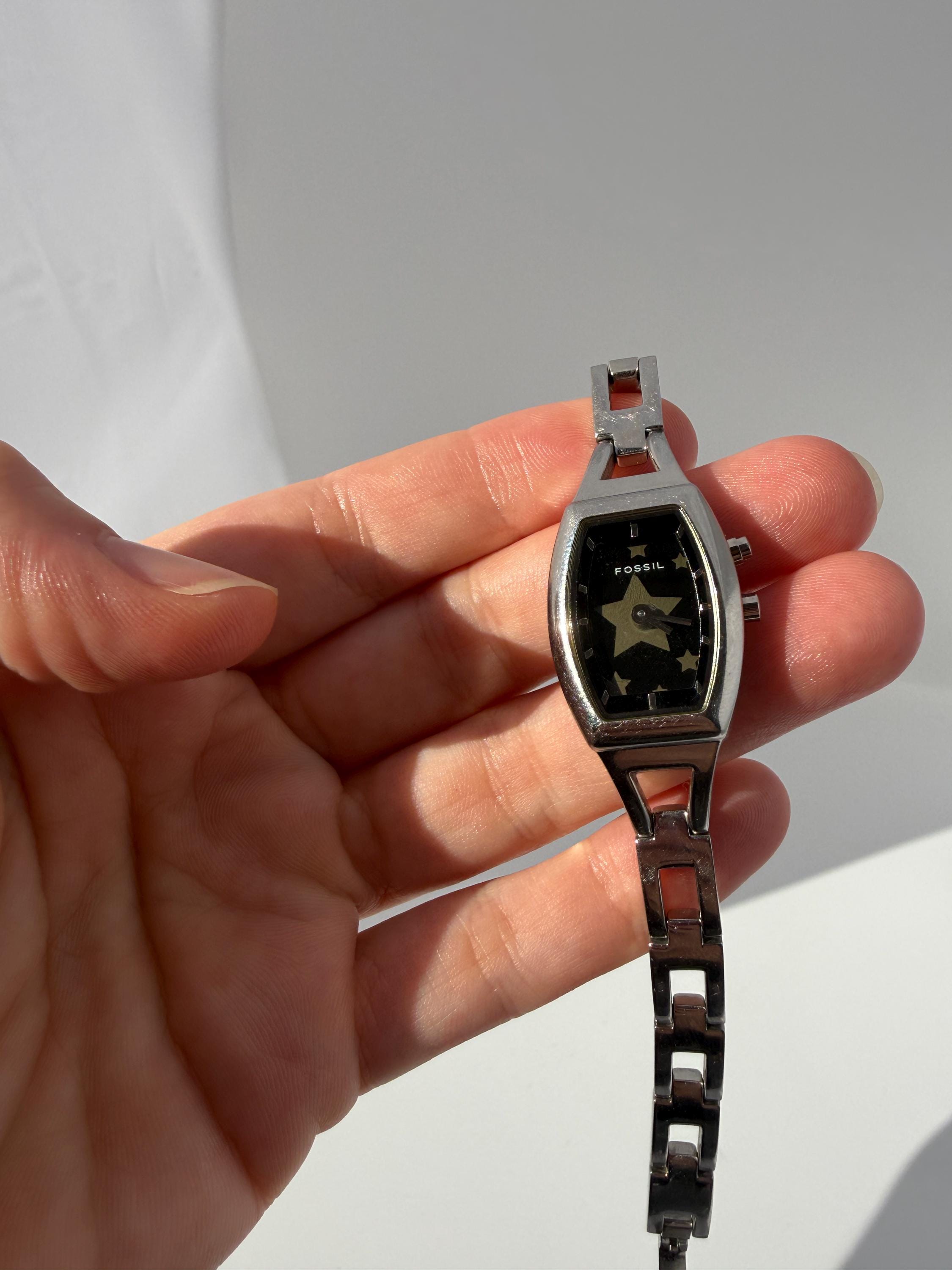 Vintage Y2K Fossil Big Tic Silver Stainless Steel Watch, ES-9648, Working