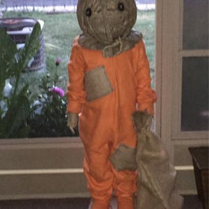 Sam trick r treat orange footie pajamas onesie size child 4 5 6 8 10 12 14 READ NO HEAD