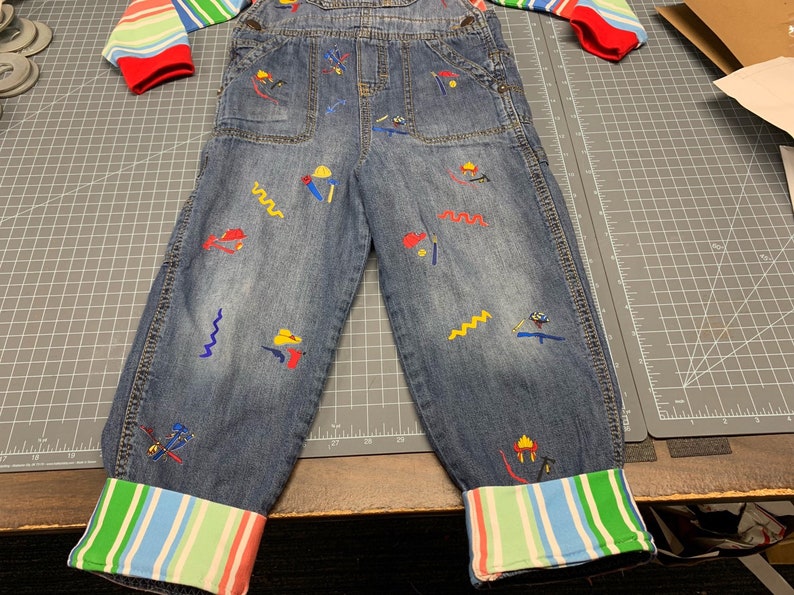 Chucky Good Guy Doll costume overalls decals with shirt cuffs | Etsy