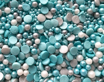 Turquoise Blue and grey confetti sprinkle mix. Cake decorating, cupcakes sprinkles | Little Blue Box